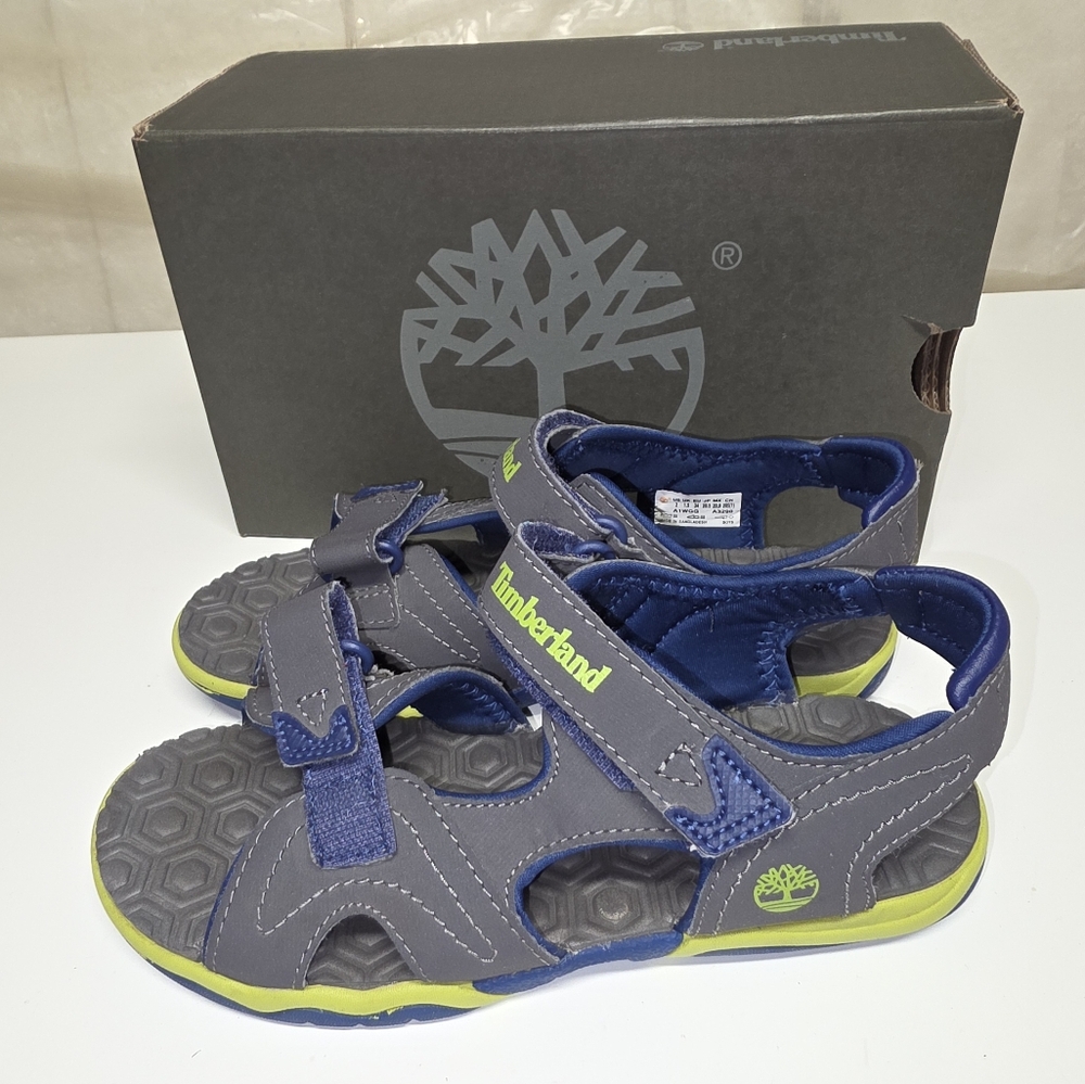 Timberland Boys Advetire Seeker Sandals Gray Blue Lime US 2